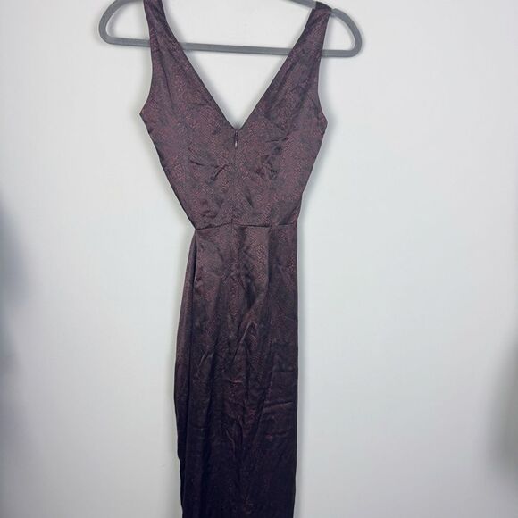 NICHOLAS | 100% Silk Silvina Wrap Maroon Snakeskin Cutout Gown Women’s Size 0 - Picture 9 of 10